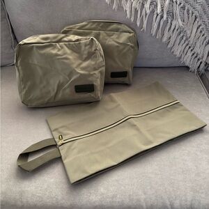Lovevook Sage Green Canvas Travel Accessory Bags Set Of 3